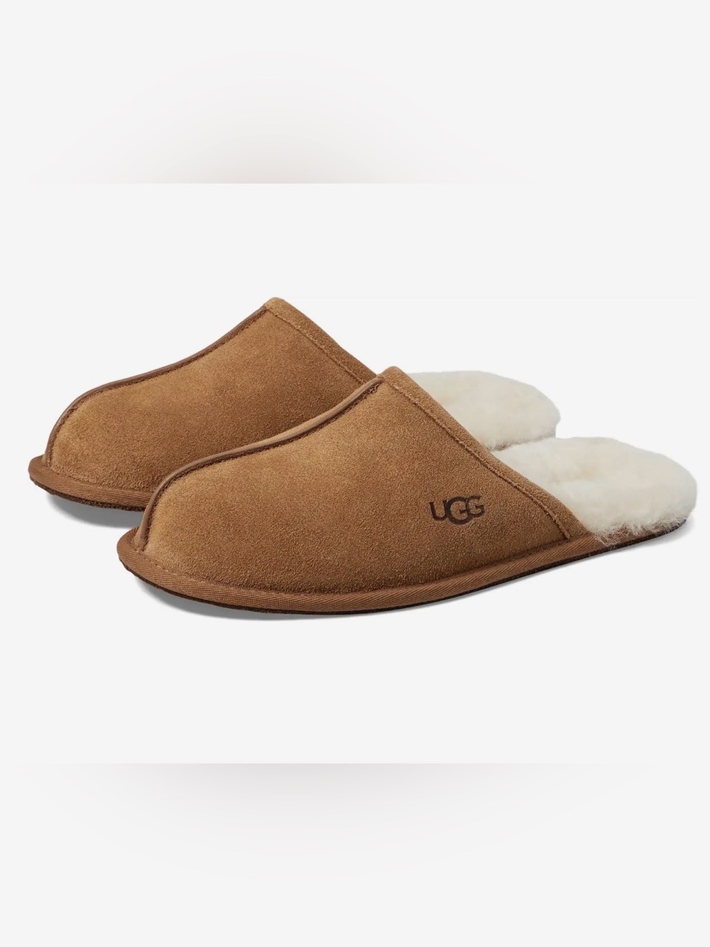 UGG Men’s Chestnut Suede Scuff slippers with Sheepskin size 10 never worn Uggs